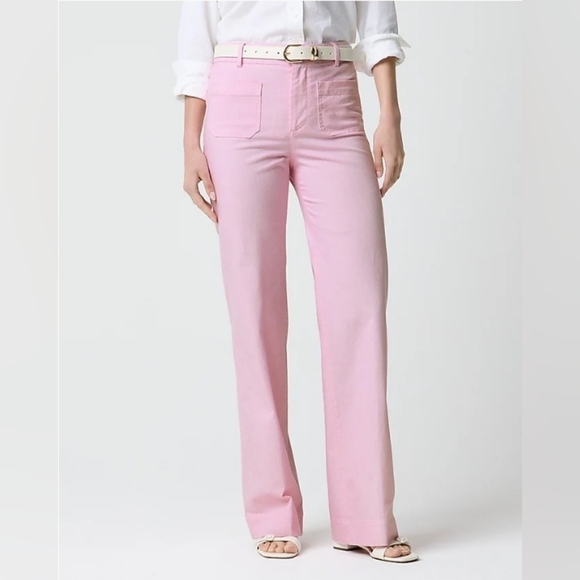 Nwt J. Crew Lizzie High-rise Patch-pocket Wide-leg Pant Size 29 Petite Pink - Picture 1 of 6
